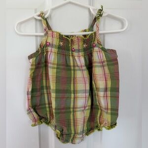 Adorable GAP Plaid Baby Bodysuit - Green and Pink - Size 3-6 months